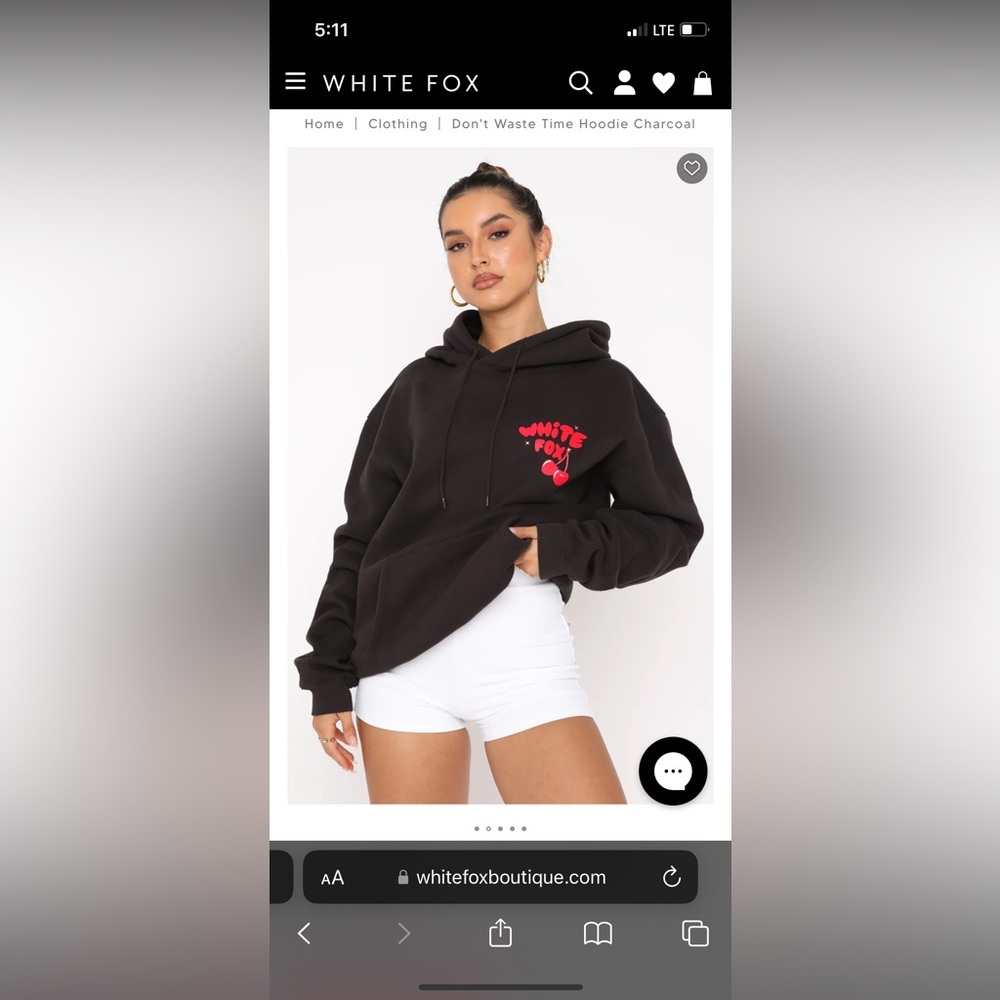 White Fox Don’t Waste Time Hoodie Charcoal